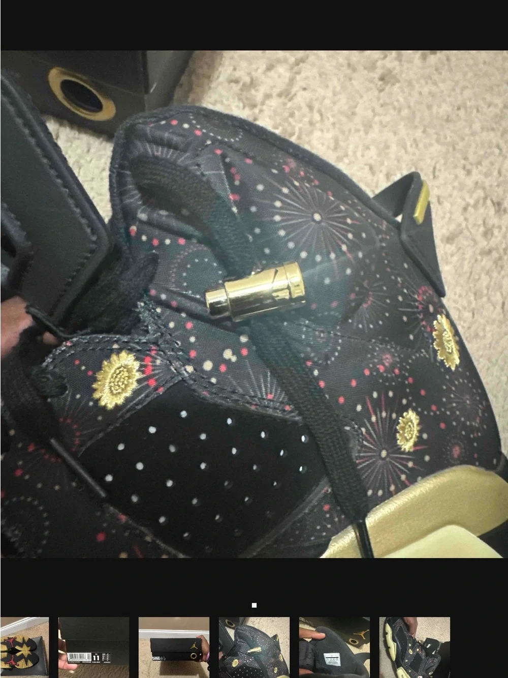 Men’s Jordan 6 Retro Chinese New Year Black and Gold High-Top